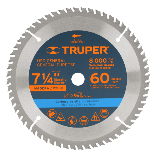DISCO SIERRA 7 1/4" 60 DIENTES 5/8 TRUPER