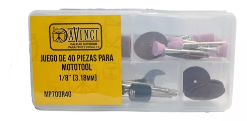 JUEGO 40 PIEZAS MOTOTOOL 1/8'' DAVINCI
