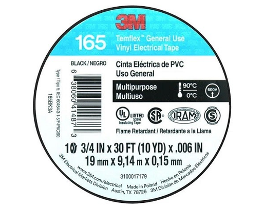 [1010] CINTA AISLANTE TEMFLEX NEGRO X9MTS 3M