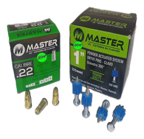 [MASTER] CLAVO 1" Y CARGA VERDE PARA PISTOLA FIJACION