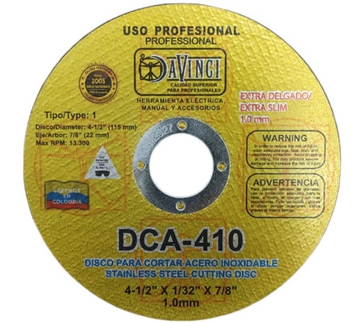 [DCA-410] DISCO CORTE METAL 4 1/2" DAVINCI