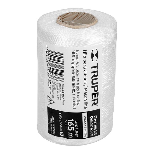 [12989 TR] HILO PARA ALBAÑIL BLANCO 165 MT TRUPER