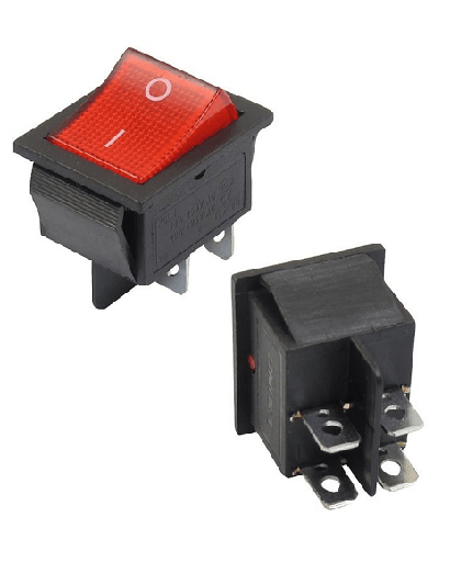 [INT4] INTERRUPTOR LUZ PILOTO 4 TERMINAL CUADRADO GRANDE