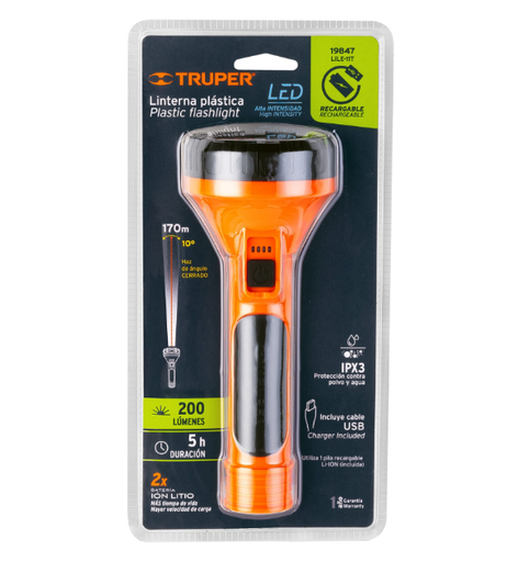 [19847 TR] LINTERNA RECARGABLE LED 200 LUMENES TRUPER