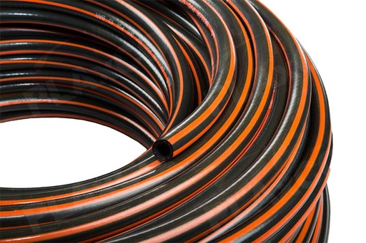 [1010] MANGUERA JARDIN BICOLOR NARANJA NEGRO X MT