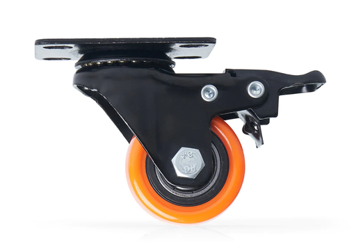 [1010] RODACHINA GIRATORIA NARANJA 2 1/2" CON FRENO