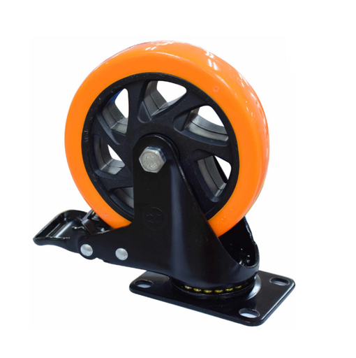 [1010] RODACHINA GIRATORIA NARANJA 4" CON FRENO