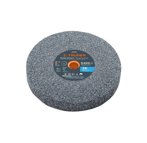 [16358 TR] RUEDA ABRASIVA PIEDRA 5"X19MM TRUPER GRANO 36