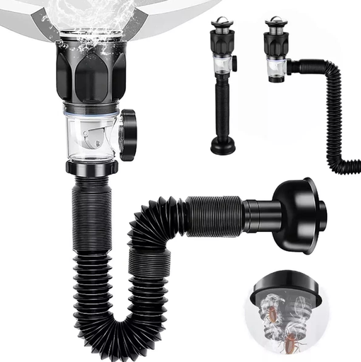 [16160617 UNIFER] SIFON LAVAMANOS PUSH FLEXIBLE ANTIOLOR